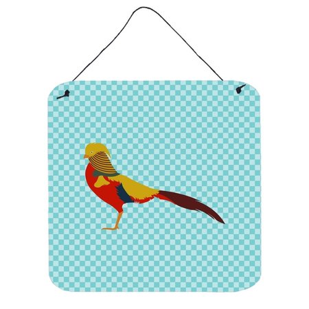 MICASA Golden or Chinese Pheasant Blue Check Wall or Door Hanging Prints6 x 6 in. MI225992